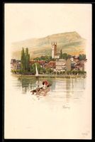 Litho Zürich, Teilansicht vom See her, 