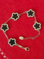 AISI Edelstahl Alambra Damen Armband CDD. Onyx 23 cm
