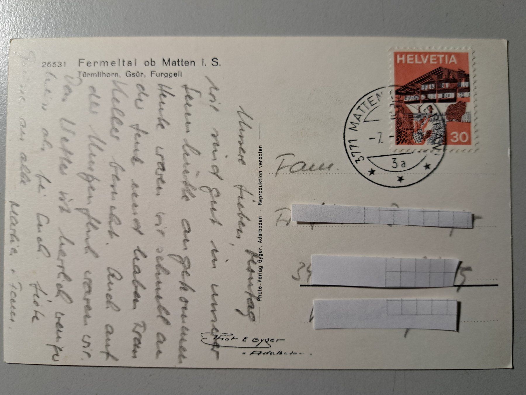 Cartoline postali: AK Fermeltal ob Matten i. S. – Usato da Kirchberg BE venduto da Soldino 1