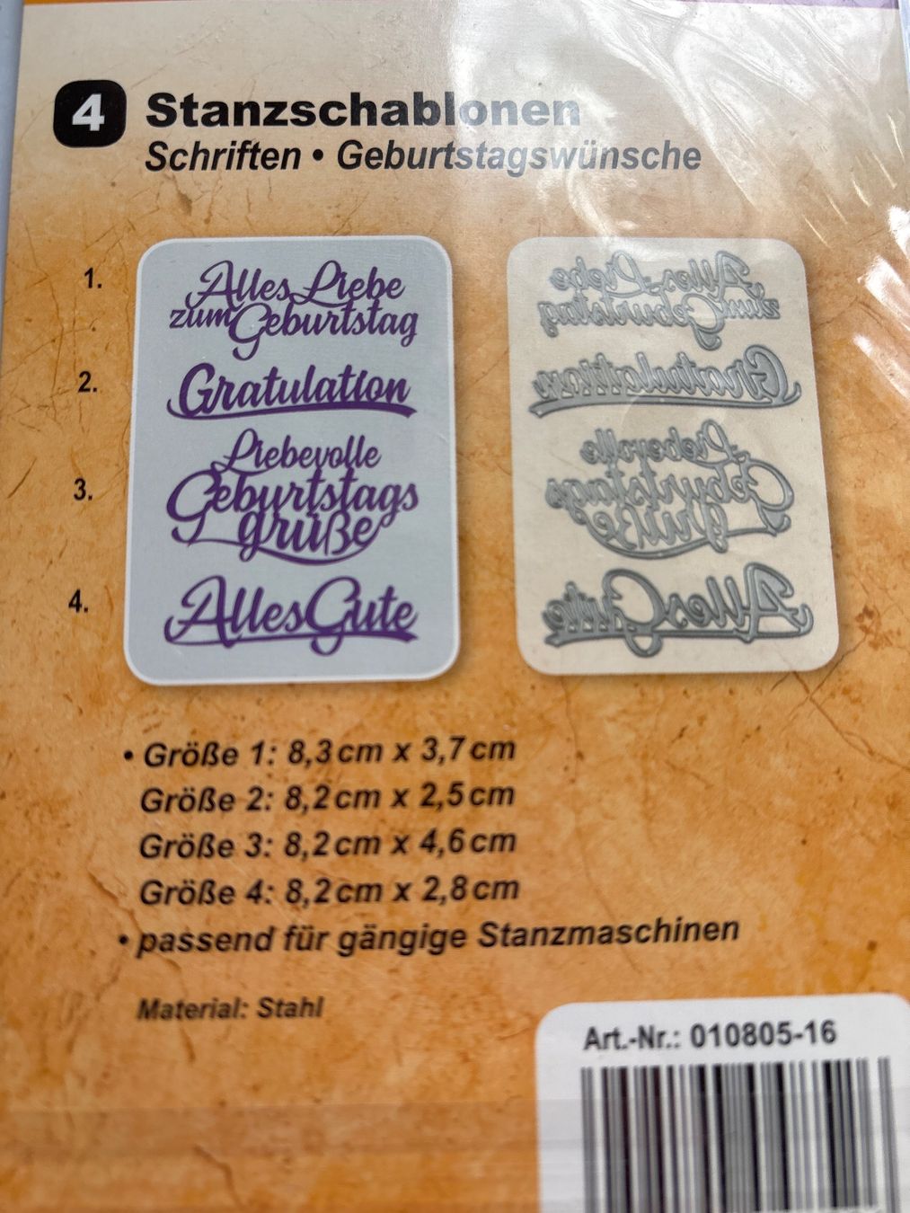 Schablonen: Stanzschablone Schriften – Neu und originalverpackt aus Amriswil von SCHLOSSGEISTLI 1