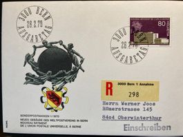Schweiz 1970 R-FDC Neues Gebäude UPU Bern spez. Cachet