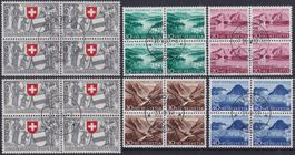 1952, B56-B60, Viererblöcke mit Orts-Ersttagsstempeln, 200.-