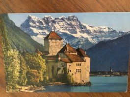 Alte Ansichtskarte vom Schloss Chillon, Montreux, 1945!