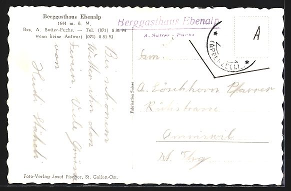 Cartoline postali: Ebenalp, Teilansicht Berggasthaus Ebenal – Usato da Berlin venduto da bartko-reher 1