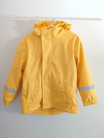 Kinder Regenjacke gelb mit Reflektoren, Grösse 98/104