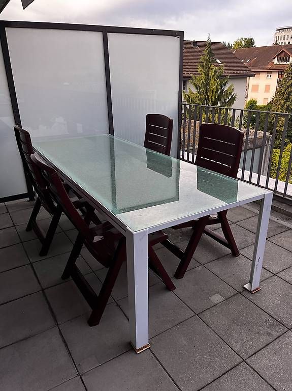 Tavoli: Esstisch / Gartentisch aus Stahl mit Glasplatte – Usato da Dättwil AG venduto da Sarber