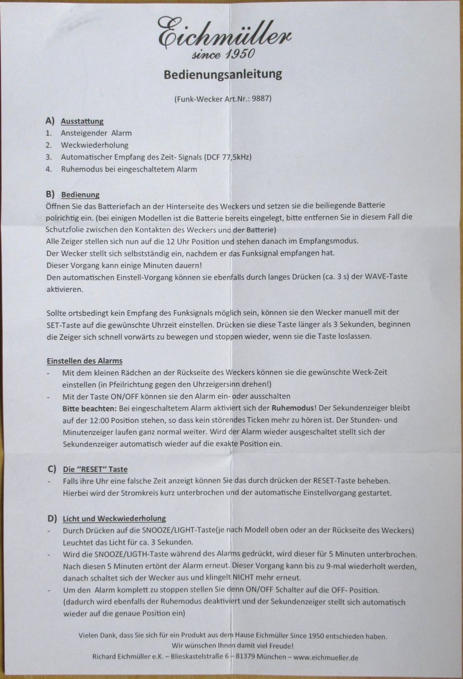 Europa Wecker: original EICHMÜLLER since 1950 Radio Controlled – Neu und originalverpackt aus Lohn-Ammannsegg von rrrikko 6