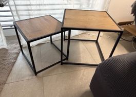 Beistelltisch Set 2-teilig Holz Metall 
