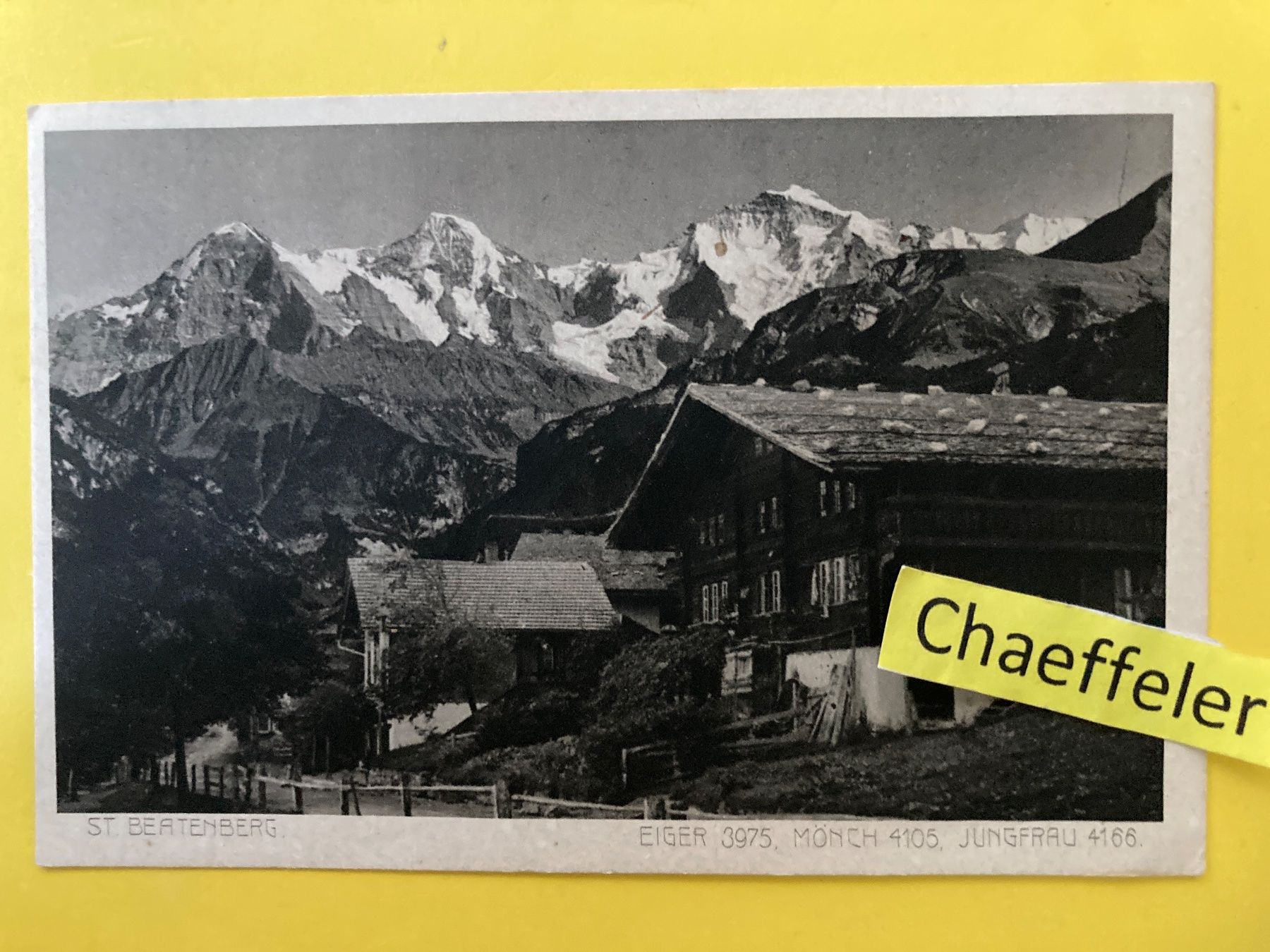 Cartoline postali: 1920 St. Beatenberg.  Eiger, Mönch und Jungfrau – Usato da Zürich venduto da Chaeffeler