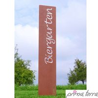 Gartenstele aus Edelrost | Motiv Biergarten | 20x120 cm
