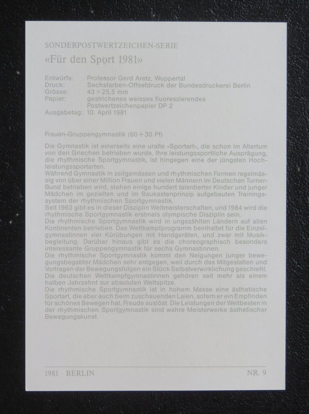 Tutti i francobolli: Maximumkarten "für den Sport" 1981 – Nuovo (secondo la descrizione) da Lachen SZ venduto da peace0 2