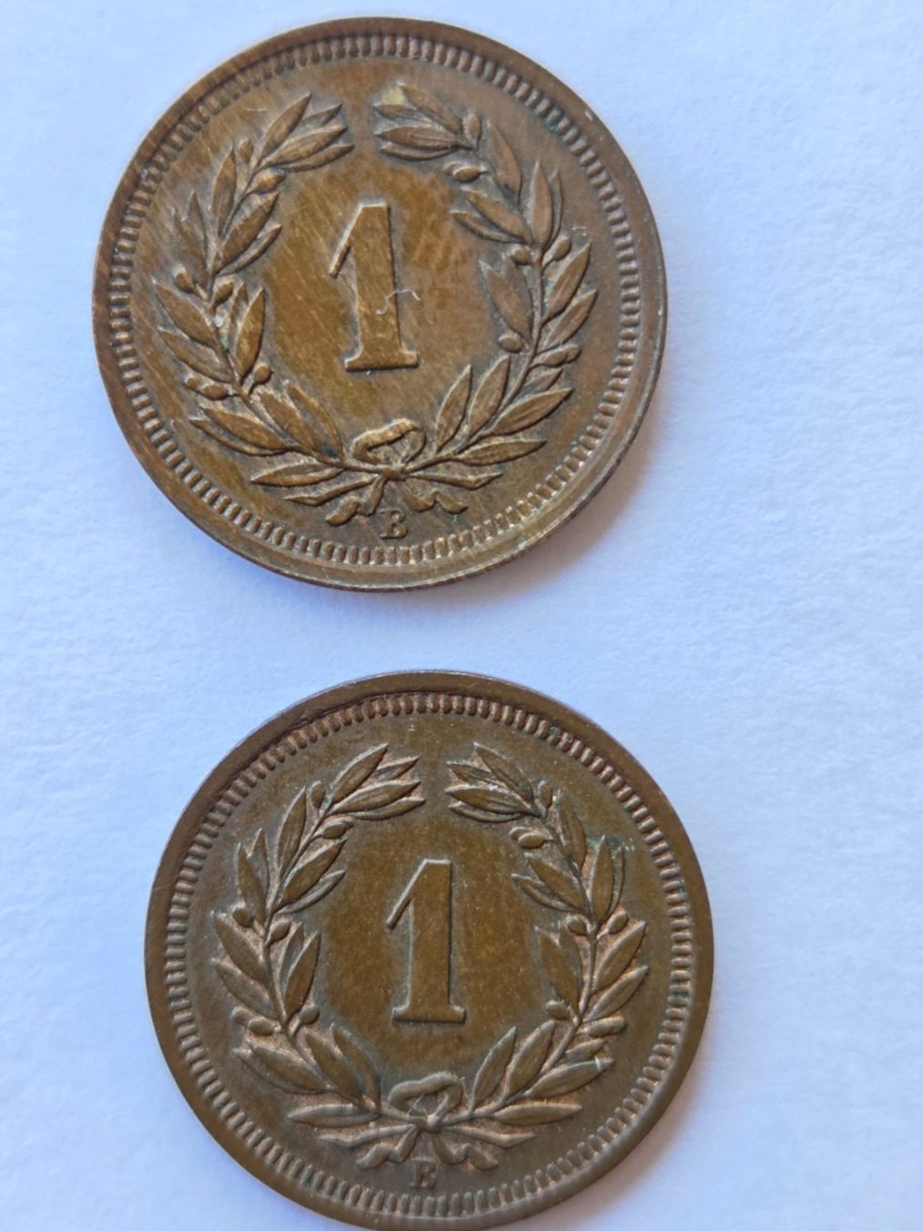 Alle Münzen: Münze 1 Rappen 1934 1936 – Gebraucht aus Rheinfelden von Badelus 1