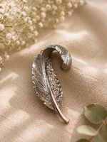 Vintage Brosche Feder Silber Look, Modeschmuck, Top!