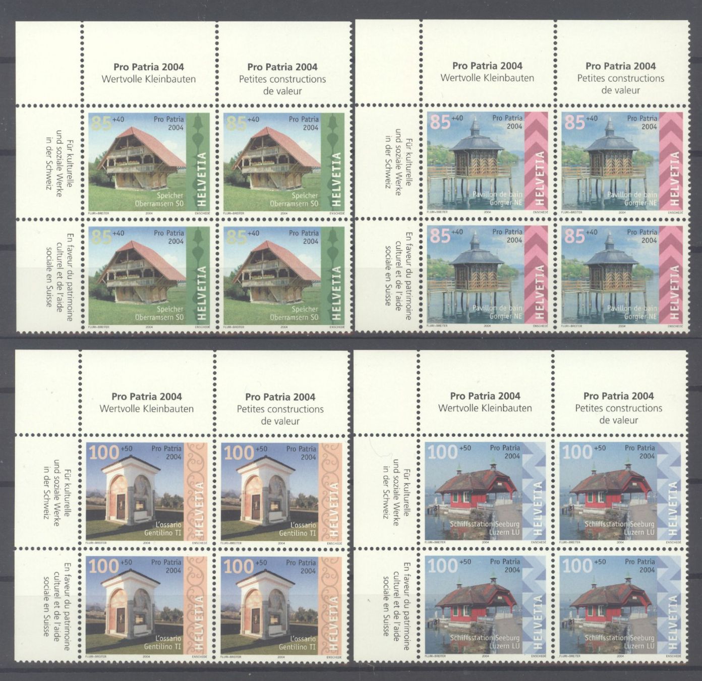 Tutti i francobolli: 2004, Pro Patria, Viererblöcke ** – Usato da Willisau venduto da Vollstempel