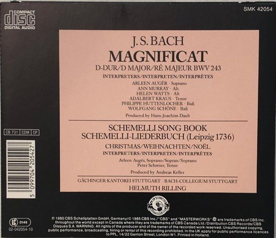 CD: Bach - Magnificat / Schemelli-Liederbuch – Usato da Grüningen venduto da azulblanco 1