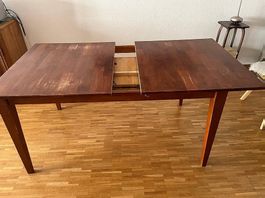 Table à manger extensible en bois brun cerisier