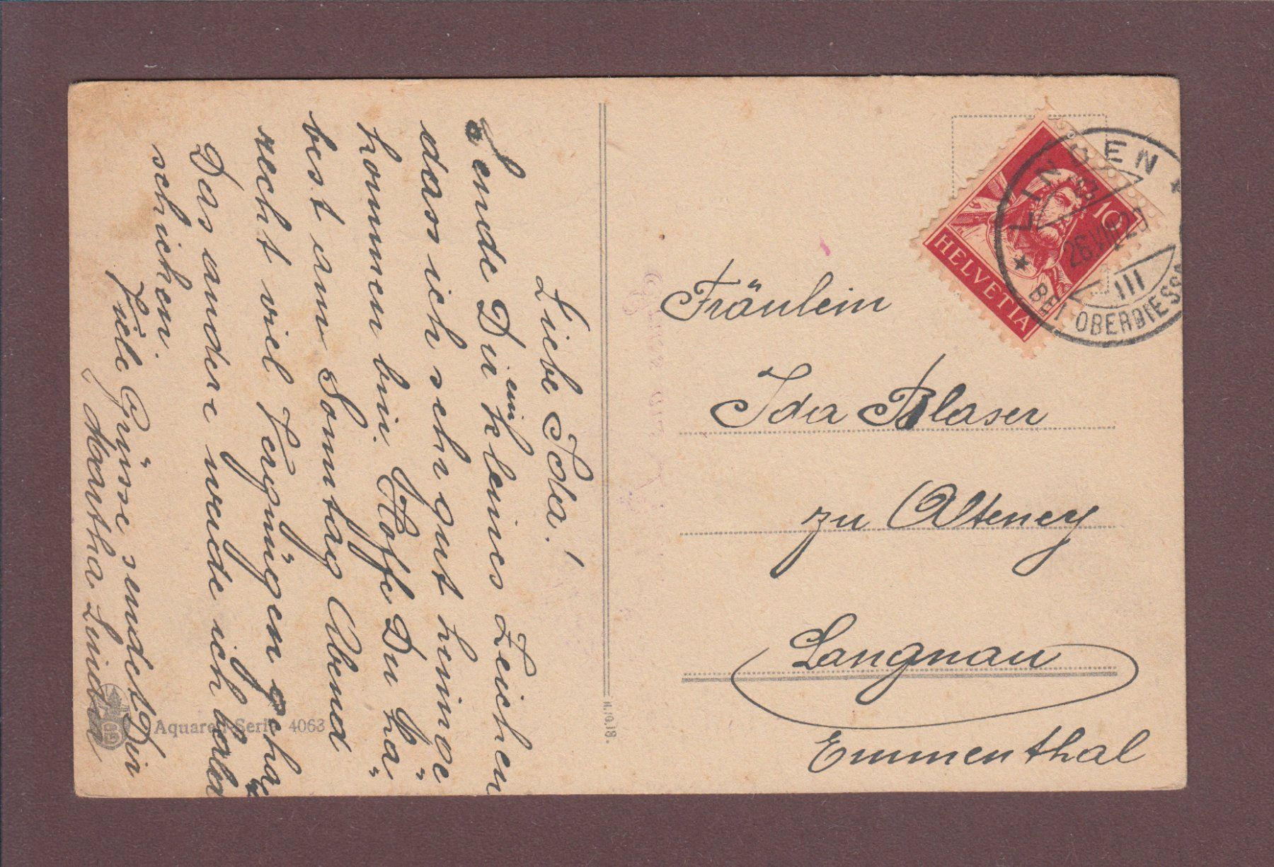 Cartoline postali: Gruss aus LINDEN - Blumen - 1920 – Usato da Pully venduto da nicecards 1