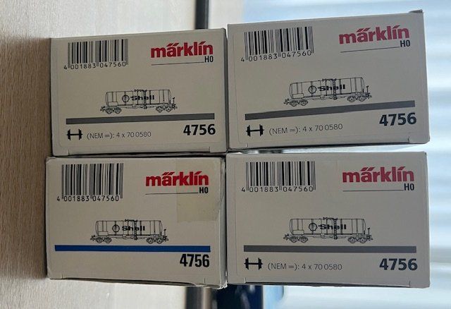 Märklin Modelleisenbahnen: 4x Märklin 4-achser Shell Wagen – Gebraucht aus Winterthur von dond1 1