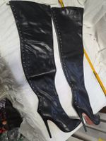 Luxus Overknee Lederstiefel Gr. 42 Schwarz – Made in Italy –