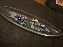 Bougie photophore Plateau en Verre Galets et Coquillages.
