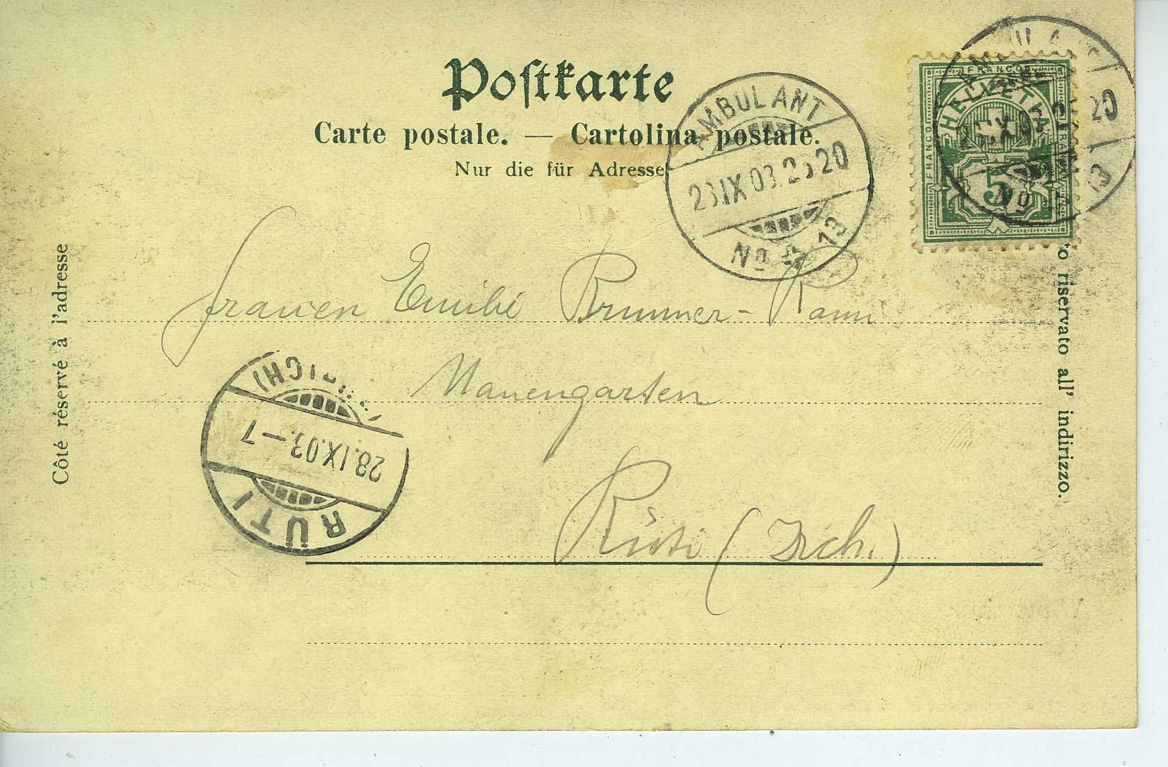 Ansichtskarten: Winterthur - Bahnhofplatz 1903 – Gebraucht aus Schleitheim von Pmschlaate 1
