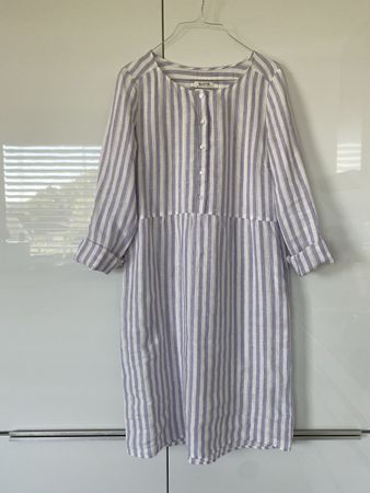 MALVIN Leinenkleid lila weiss gestreifft  Gr.38