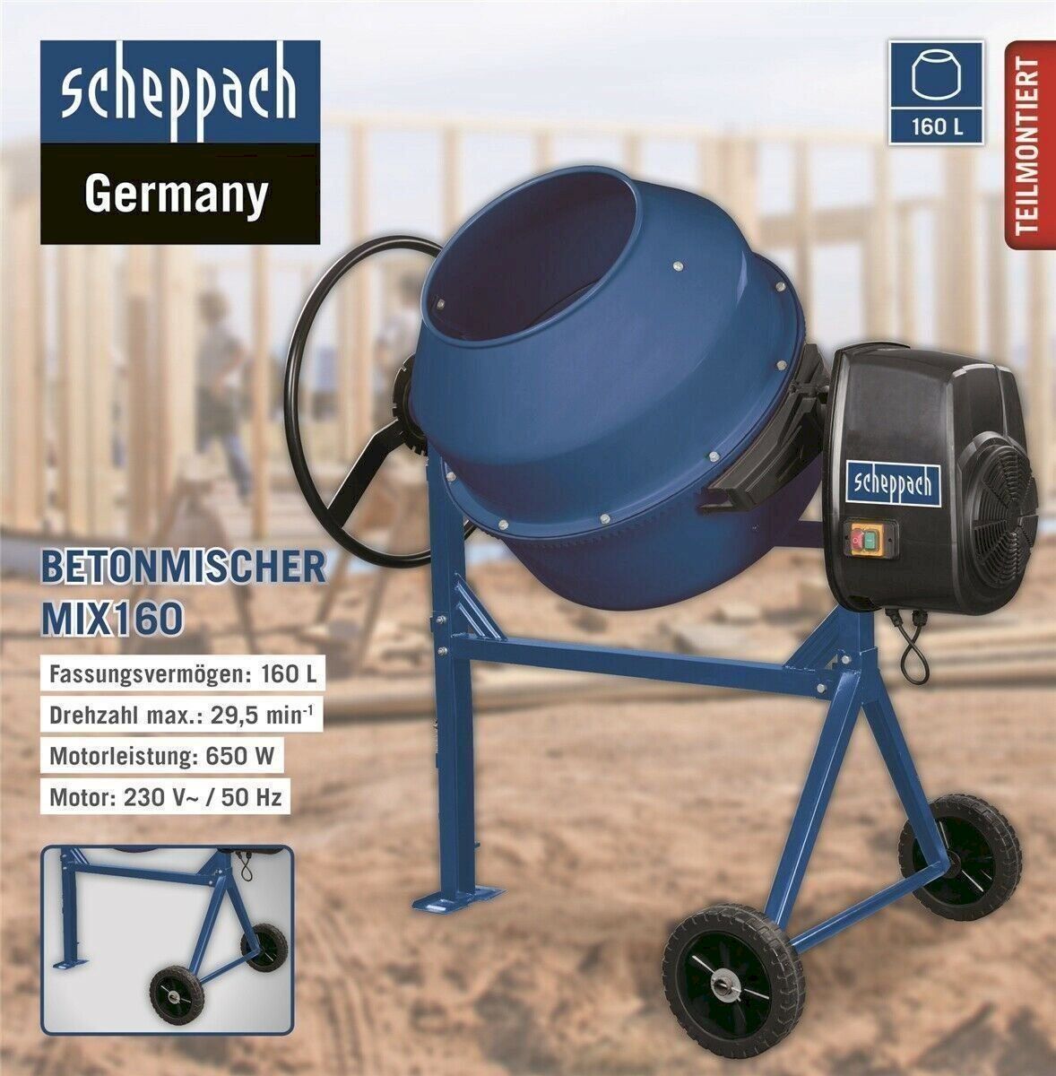 Scheppach Alle Maschinen: SCHEPPACH Mix 160 L Betonmischer Mörtelm – Neu und originalverpackt aus Bottighofen von zaap