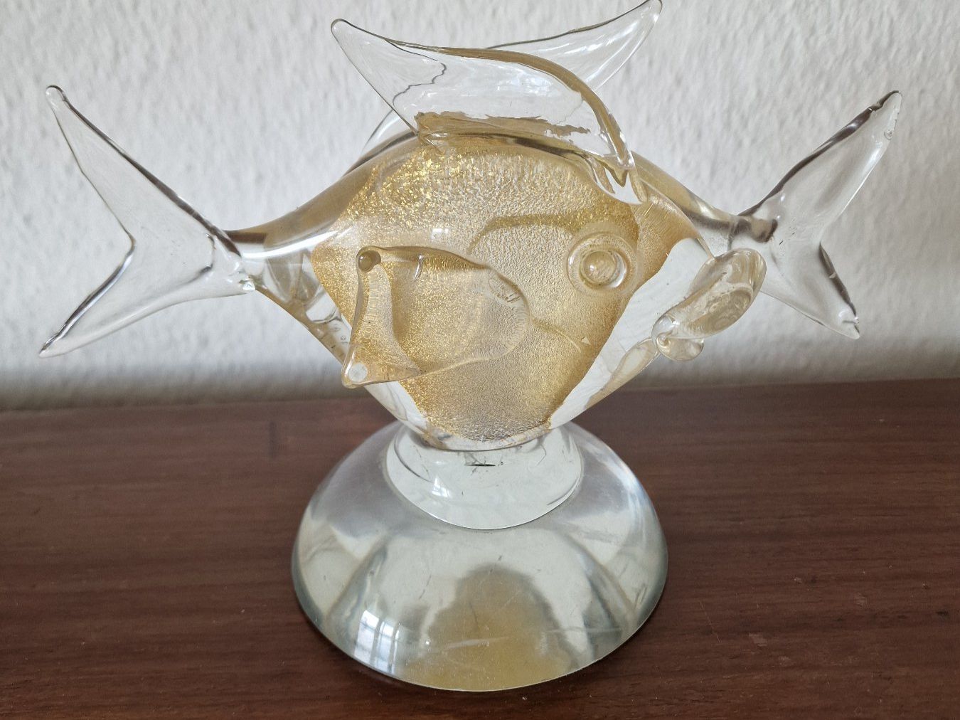 Murano Statuette: Murano Glasfische mit Goldflocken – Usato da steinhausen venduto da eiche09 2