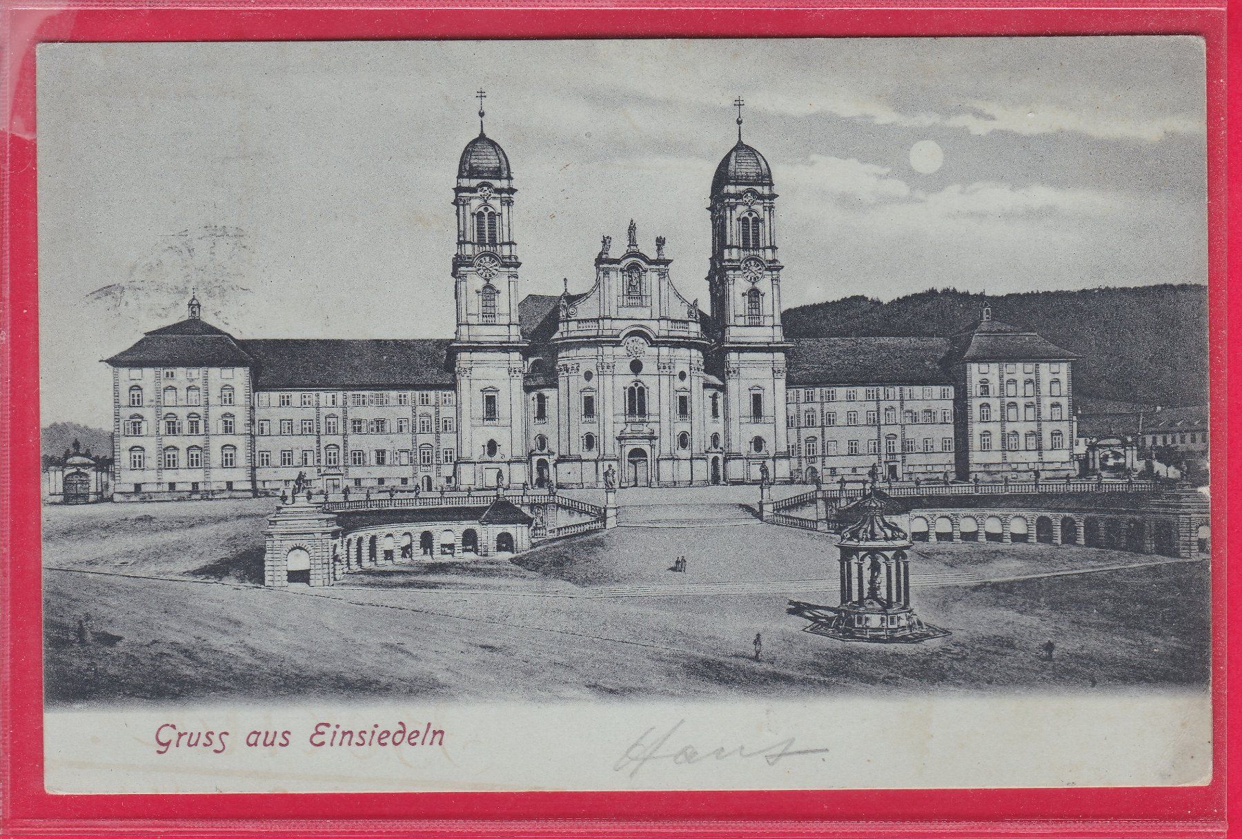 Cartoline postali: AK, GRUSS AUS EINSIEDELN, 7.5.1905 – Usato da Oberrieden venduto da Gebirgsstelze