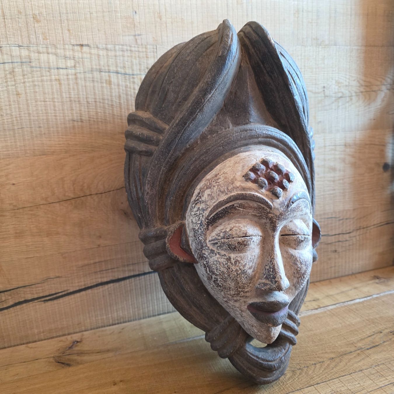 Internationale Kunst: 🐸 HOLZMASKE MUKUDJ MOKOI PUNU MASKE GABUN MASKE AHNENMASKE – Gebraucht aus Môtier (Vully) von Frogs 3