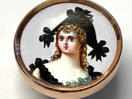Antike Brosche Miniaturmalerei , Emaille, Frauenportrait