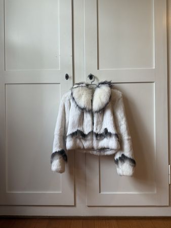 White rabbit natural genuine fur coat