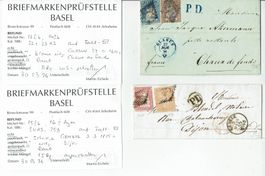 STRUBEL <526> 2 BRIEFE 5-15Rp A3+25B PD BEFUNDE