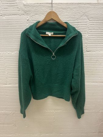 Grüner H&M Pulli mit Reissverschluss, Grösse S