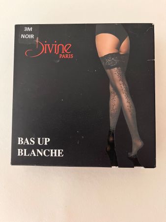 Halterlose Strümpfe, DIVINE PARIS, Grösse 3 (M), Schwarz