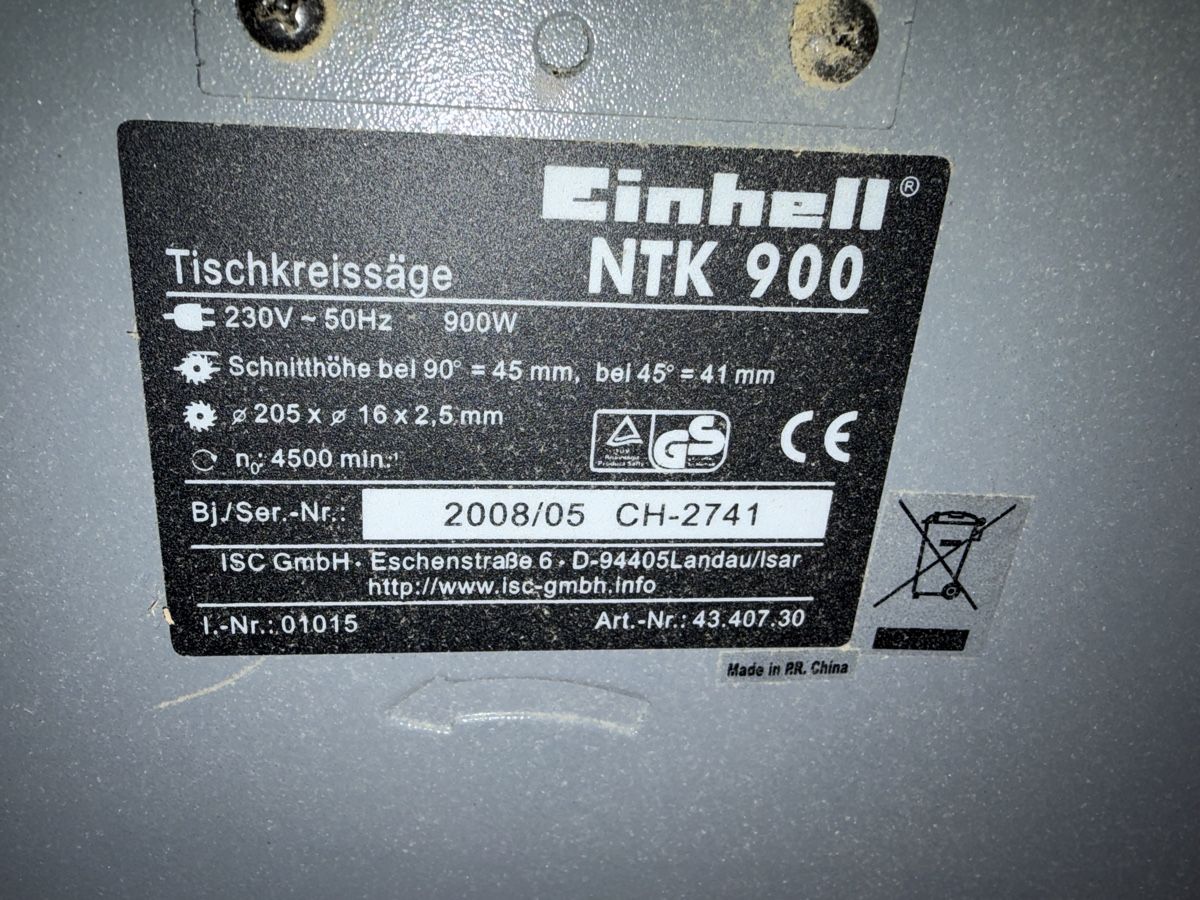 Einhell Seghe: Tischkreissäge NTK 900 – Usato da Galgenen venduto da Crystaldisplay 1