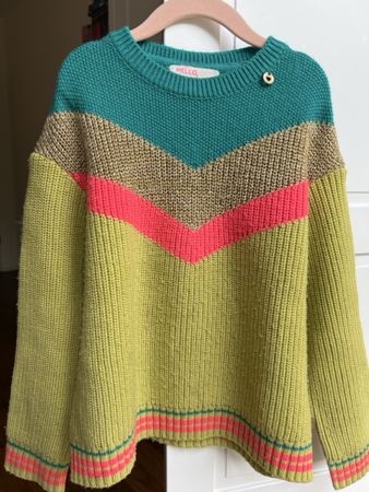 Mim-Pi girls green knit sweater size 122, EUC, Autumn!