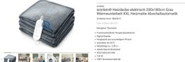sinnlein® Heizdecke elektrisch 200x180cm Grau Wärmeunterbett