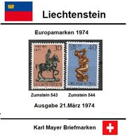 Europamarken 1974              Ausgabe Liechtenstein