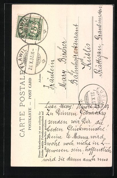 Cartoline postali: Flawil, Gruss mit der Evangelischen Kirc – Usato da Berlin venduto da bartko-reher 1
