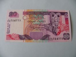 Sri Lanka 20 Rupien Banknote, Jahr 2001, Top Zustand