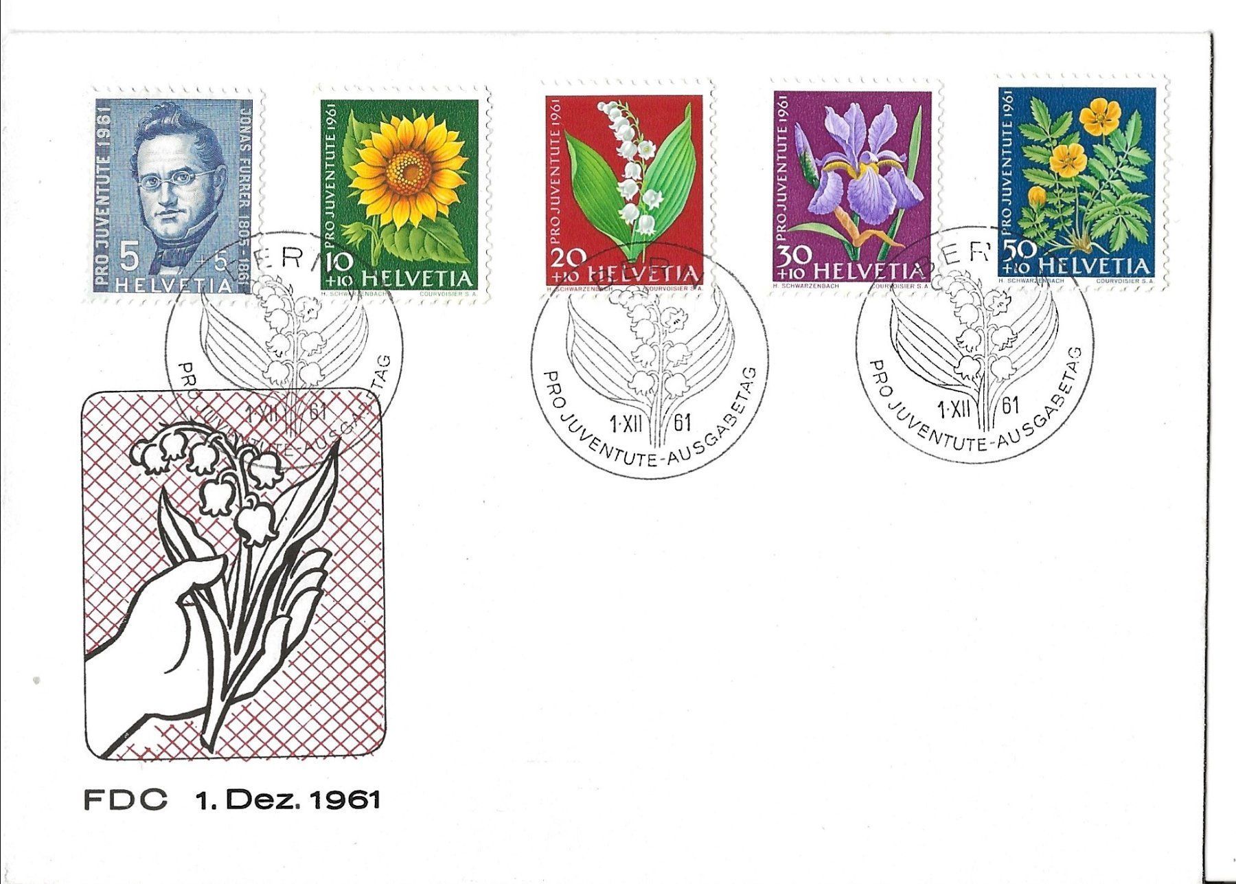 Alle Briefmarken: FDC Pro Juventute 1961, ganzer Satz – Gebraucht aus Frauenfeld von Merk52