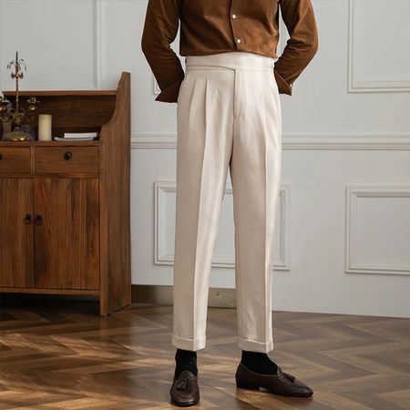 Straight Fit Pleated Trousers