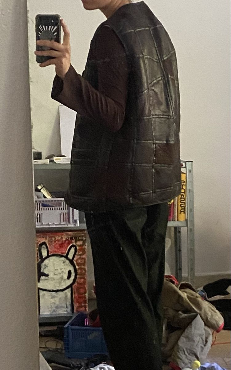 Gilets: Braune Leder-Weste mit Fell-Futter – D'occasion à Zürich par luc_8sdm 5
