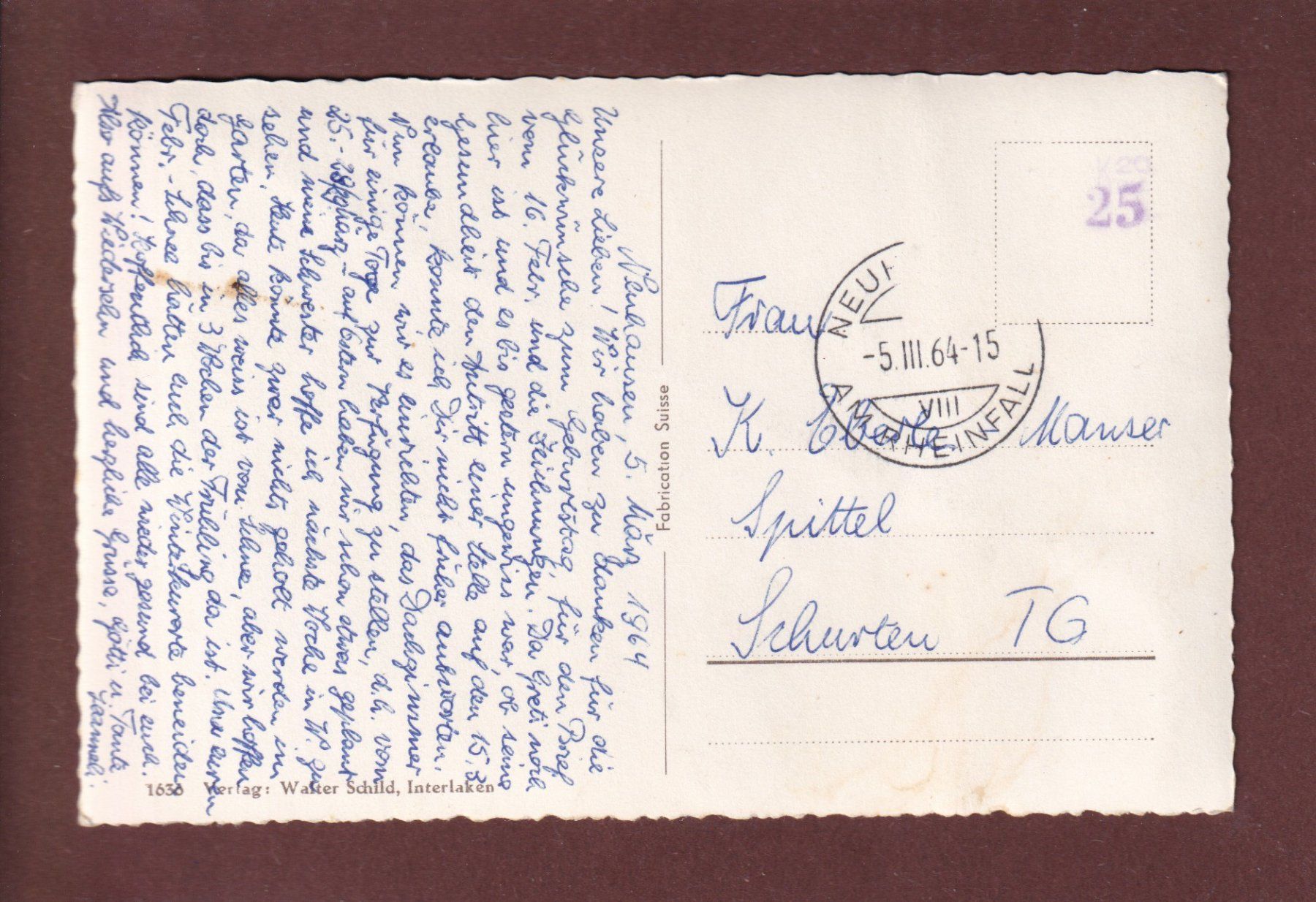 Cartoline postali: PLANALP - Blick ins Haslital - 1964 – Usato da Pully venduto da nicecards 1