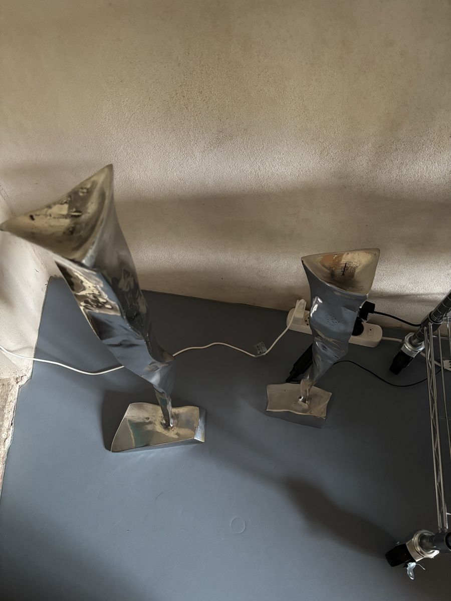 Portacandele: Due candelabri moderni design metallo lucido – Usato da Muzzano venduto da mhf_zrj6 4