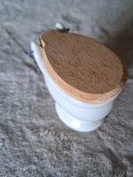 Sehr altes, Vintage Klo-Wc, Porzellan-Holz, fürs Puppenhaus