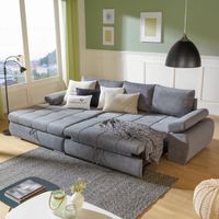 Carryhome ECKSOFA in Flachgewebe Grau 173/294 cm