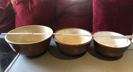 3er Set braune Rührschüsseln,steingut