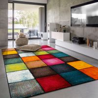 240x340 cm! Riesig! Teppich Bunt Multicolor Karo NEU